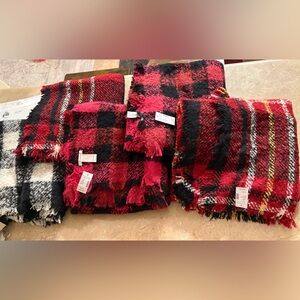 Maurices Red & Black Plaid Fringe Throw Blankets 5 in one lot